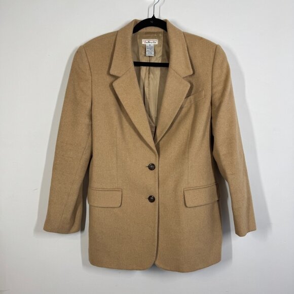 Vintage Talbots Camel Hair Blazer Tan Size 10 Made in Italy Classic Wool Coat - Picture 2 of 14